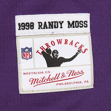 Men's Mitchell & Ness Randy Moss Purple Minnesota Vikings Player Name & Number Hoodie Legacy Jersey