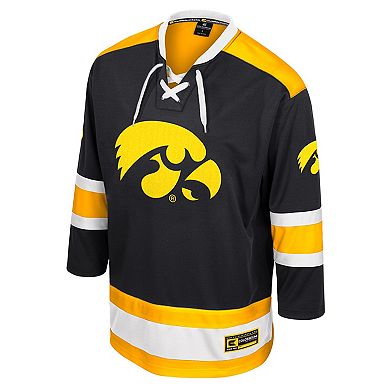 Men's Colosseum Black Iowa Hawkeyes Athletic Machine Fashion Hockey Jersey