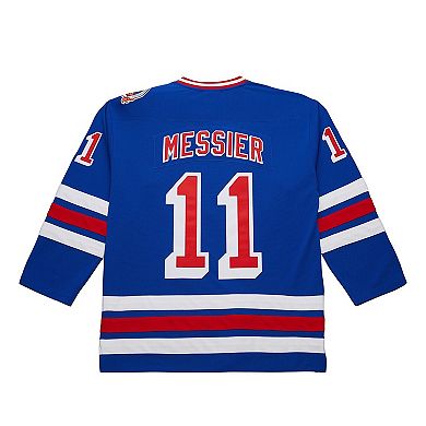 Men's Mitchell & Ness Mark Messier Blue New York Rangers Big & Tall 1993/94 Blue Line 2.0 Jersey