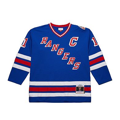 Men's Mitchell & Ness Mark Messier Blue New York Rangers Big & Tall 1993/94 Blue Line 2.0 Jersey