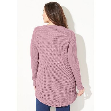 Catherines Women's Plus Size Daydream Waffle Knit Pullover