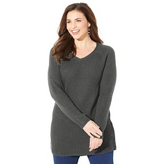 Catherines Women's Plus Size Daydream Waffle Knit Pullover