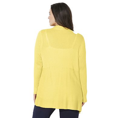 Catherines Women's Plus Size Mixed Rib Drape Cardigan