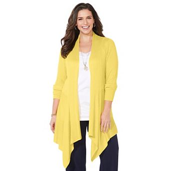 Catherines Women's Plus Size Mixed Rib Drape Cardigan