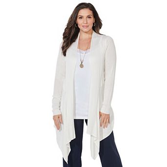 Catherines Women's Plus Size Mixed Rib Drape Cardigan