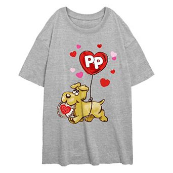 Juniors' Pound Puppies Will You Be My Valentine Oversized Graphic Tee