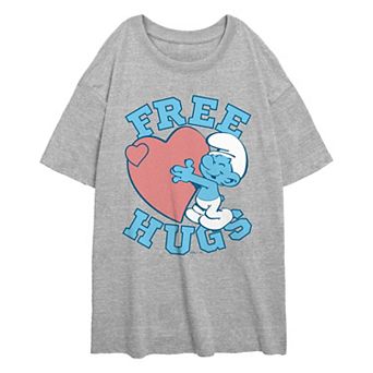 Juniors' Smurfs Free Hugs Oversized Graphic Tee