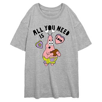 Juniors' Nickelodeon SpongeBob SquarePants Patrick All You Need Is Love Oversized Graphic Tee