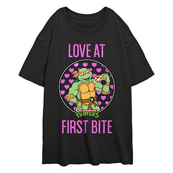 Juniors' Nickelodeon Teenage Mutant Ninja Turtles Michelangelo Love At First Bite Oversized Graphic Tee