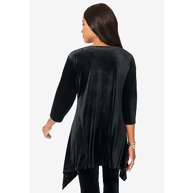 Roaman's Women's Plus Size Velour Hanky Hem Tunic