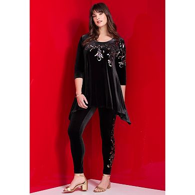Roaman's Women's Plus Size Velour Hanky Hem Tunic