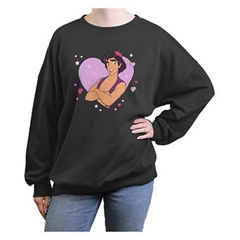 Disney's Aladdin Heart Portrait Juniors' Oversized Graphic Pullover