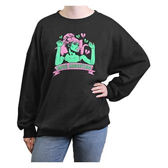 Juniors' Beetlejuice Miss Argentina Oversized Graphic Pullover