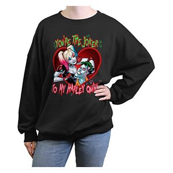 Juniors' DC Comics Joker You're The Joker To My Harley Quinn Oversized Graphic Pullover