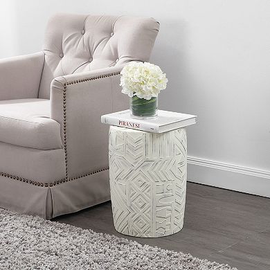 Rafi Transitional Bohemian Geometric Drum Garden Stool