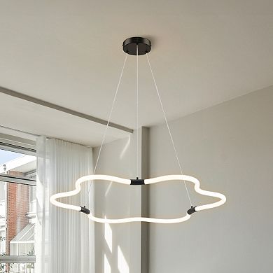 Nuvola Contemporary Minimalist Metal/Acrylic Adjustable Dimmable Cloud Integrated LED Chandelier