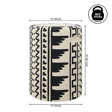 Yoli MidCentury Modern Geometric Drum Garden Stool