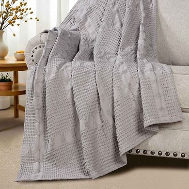 SUPERIOR Mai Geometric Waffle Medium Weight Cotton Blanket
