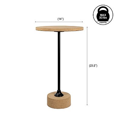 Calix Contemporary Minimalist Metal/Cork Round End Table