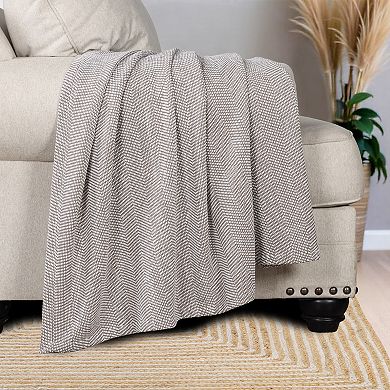 SUPERIOR Maya Chenille Herringbone Medium Weight Cotton Blanket