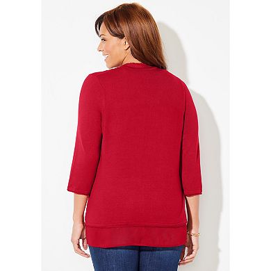 Catherines Women's Plus Size Mixed Media Cardigan
