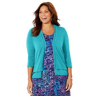 Catherines Women's Plus Size Mixed Media Cardigan