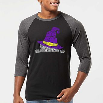 Peeking Witch Cat - Men's Raglan Baseball Word Art T-shirt