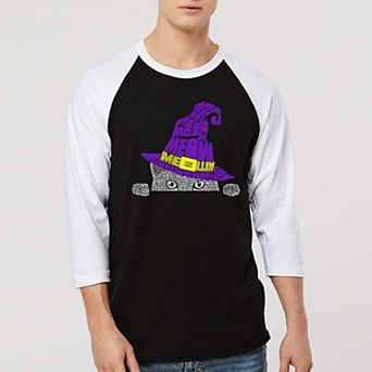 Peeking Witch Cat - Men's Raglan Baseball Word Art T-shirt