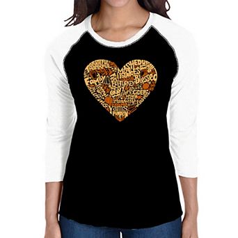 Thanksgiving Heart - Women's Raglan Word Art T-shirt