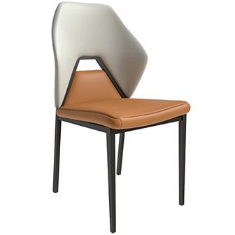 Leisuremod Eclat Modern Dining Chair With Leather Seats And Metal Legs