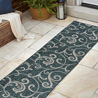 Maribel Traditional Classic All-over Scroll Indoor/outdoor Runner Rug