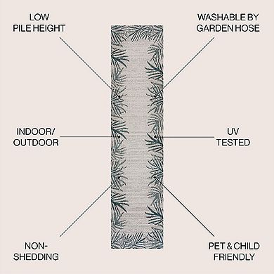 Isla Coastal Cottage Palm Frond Border Indoor/outdoor Area Rug