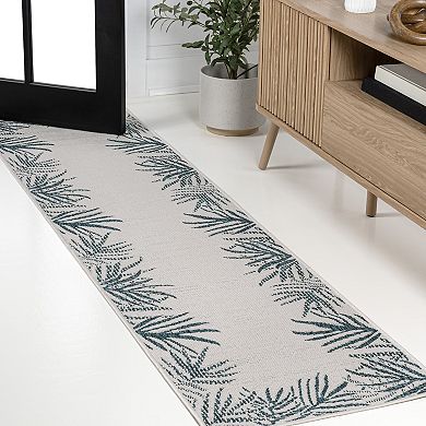 Isla Coastal Cottage Palm Frond Border Indoor/outdoor Area Rug