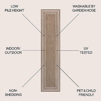 Dover Classic 3-stripe Border Indoor/outdoor Runner Rug