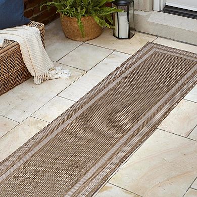 Beckett Classic Casual Border Stripe Indoor/outdoor Runner Rug