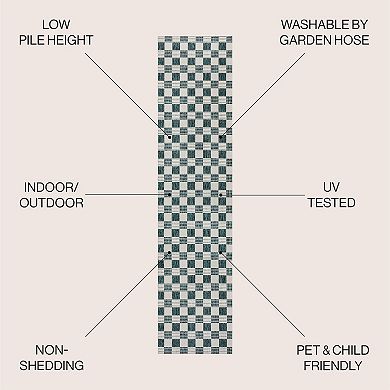 Aimee Traditional Cottage Checkerboard Indoor/outdoor Runner Rug