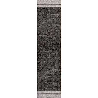 Hali Coastal Casual Wide Stripe Border Beige/cream 2 Ft. X 8 Ft. Indoor/outdoor Runner Rug