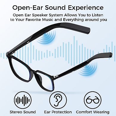 Bluetooth Smart Glasses w/ Multi-Lens- Mic, VR Asst & Audio, IP65, 5hr Battery