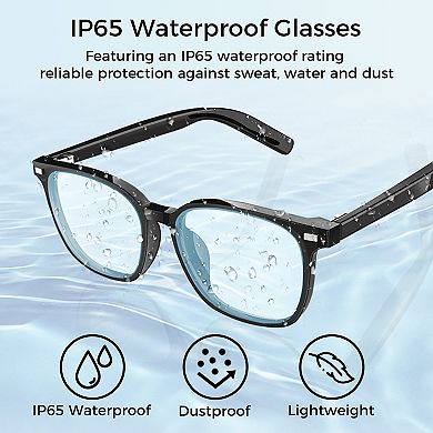 Bluetooth Smart Glasses w/ Multi-Lens- Mic, VR Asst & Audio, IP65, 5hr Battery