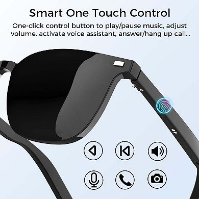 Bluetooth Smart Glasses w/ Multi-Lens- Mic, VR Asst & Audio, IP65, 5hr Battery