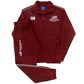 Men's Tracksuit US Sports Theme Track Jacket & Matching Jogging Pants