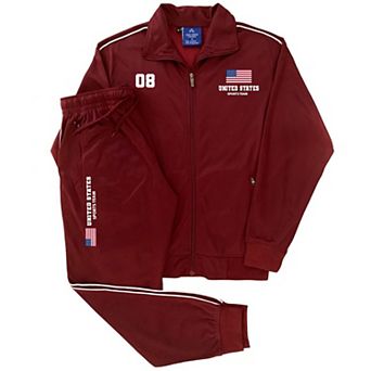 Men's Tracksuit US Sports Theme Track Jacket & Matching Jogging Pants