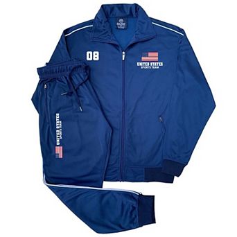 Men's Tracksuit US Sports Theme Track Jacket & Matching Jogging Pants