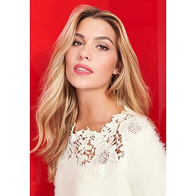 Roaman's Women's Plus Size Eyelash Lace Neck Sweater