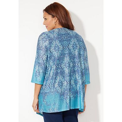 Catherines Women's Plus Size Petite Harmony Knit Herringbone Cardigan