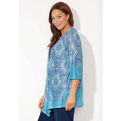 Catherines Women's Plus Size Petite Harmony Knit Herringbone Cardigan