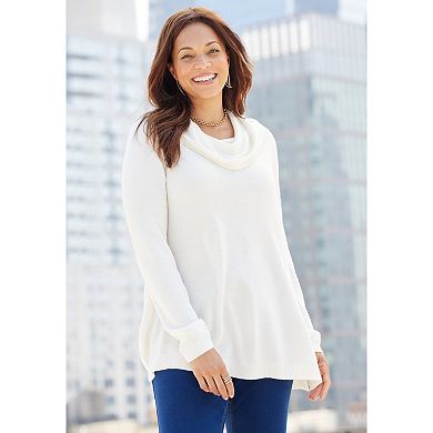 Catherines Women's Plus Size Petite Cashmiracle Cowlneck Sweater
