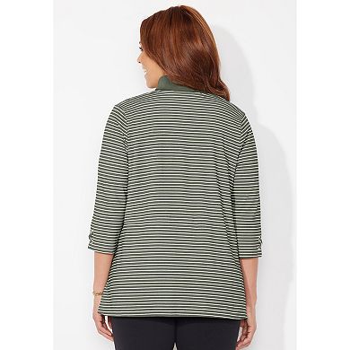 Catherines Women's Plus Size Petite Suprema 3/4-Sleeve Cardigan