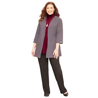 Catherines Women's Plus Size Petite Suprema 3/4-Sleeve Cardigan