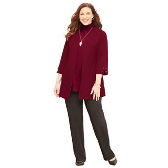 Catherines Women's Plus Size Petite Suprema 3/4-Sleeve Cardigan